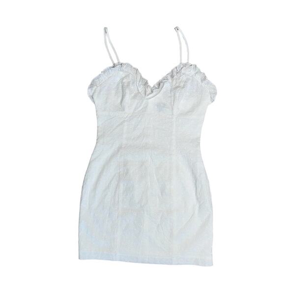 NWOT NBD REVOLVE White Floral Eyelet Spaghetti Strap Mini Dress Women’s - Picture 1 of 11